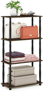 Furinno Turn-N-Tube 4-Tier Multipurpose Shelf Display Rack, Classic Tubes, Columbia Walnut/Black by Furinno-FitsYourSpaceFitsYourBudget