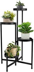 4 Tier Plant Stand Indoor Outdoor, 31 Inch Tall Metal Plant Shelf Waterproof, Plant Holder with Folding Design For Home, Living Room, Black by HOEGMST