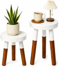 LitaEther Modern Wood Plant Stand set of 2, Accent Table, Bath Stool, Milking Stool set 9" D x 9" W x 12" H & 9" D x 9" W x 16" H for Living Room Bedroom by Shopnow