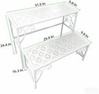 2 Tier Metal Plant Stand, Ladder Flower Pot Holder Plant Stands, Stackable Heavy Duty Tall Plant Shelf Flower Pot Holder for Patio Garden Corner Balcony Living Room (2 Tier H24.4 In-White) - Image 3