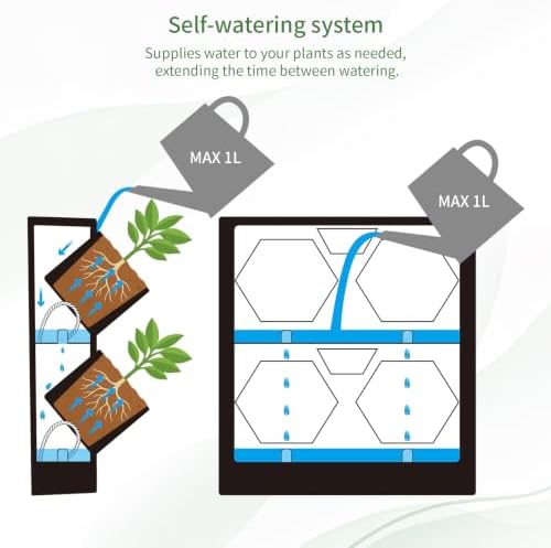 FRESH SPEED Self-Watering Wall Planters with Hygrometer&Thermometer-4 Pots - Image 6
