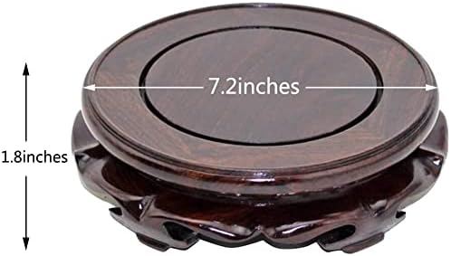 Oriental Furniture Wooden Display Stand Base Lotus Pedestal Vase Base Table Lamp Teapot Base Black Catalpa Furniture Stable Home Decoration Size1 (7.17x1.78in) - Image 2