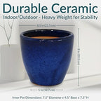 Sunnydaze 8 in. Outdoor Glazed Ceramic Plant Pot - Imperial Blue - Set of 2 - Image 5