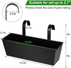 3 Pcs Large Hanging Flower Pots for Railing Or Fence 16 Inch Railing Planter Box for Any Balcony, Porch or Deck Countryside Style Window Planter Boxes Are Perfect to Herbs & Flowers for Garden (Black) - Image 4
