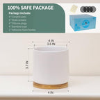 4 Inch White Ceramic Plant Pots with Drainage Holes, Adorable Flower Planter Pot with Tray for Indoor Succulent Plants, Snake Plants, Cactus & Herbs, Set of 4 (Plant Not Included) - Image 3