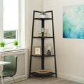 CAPHAUS 4-Tier Corner Shelf Stand, Tall Display Shelves, Ladder Corner Wood Storage Plant Bookshelf with Metal Frame, Versatile Shelving Unit Bookcase for Home Office Space, Black by CAPHAUS