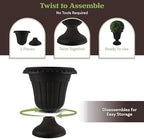 Pure Garden Outdoor Planter Flower Pots, Black, 16x18-Inch, 2-Pack - Image 3