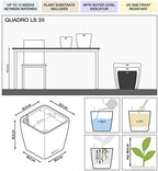 Lechuza Quadro LS 35 Black High Gloss, Self-Watering Square Planter, H13 L13.8 W13.8 in - Image 3