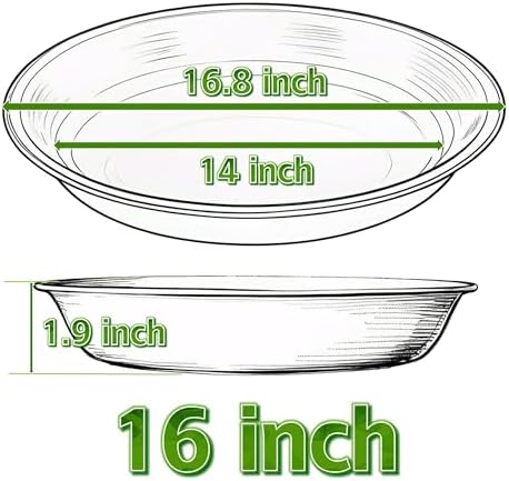 2 Pack of 15 16 inch Plant Saucer (14 inch Base), Bird Bath Bowls, Plastic Flower Planter Saucers and Drip Trays for Indoors Outdoors, Heavy Durable Plant Plate Water Catcher (16", Black) - Image 2