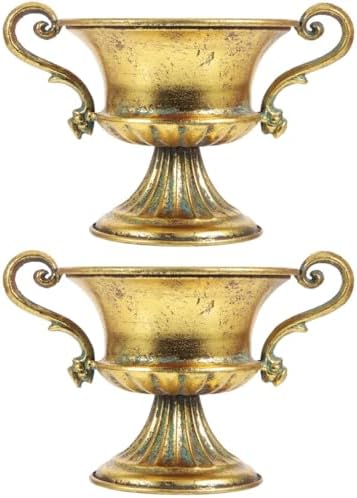 Amosfun 2Pcs Metal Flower Vase Retro Urn Vases 9.25 X 6.29 X 11.41 Inch by Amosfun
