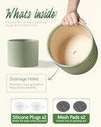 Ceramic Plant Pots, 8.1 + 6 Inch Planters for Indoor Plants, Modern Flower Pot for Plant with Drainage, Medium Cylinder Flower Pots for Indoor/Outdoor, House Plants, Matte Green - Image 3