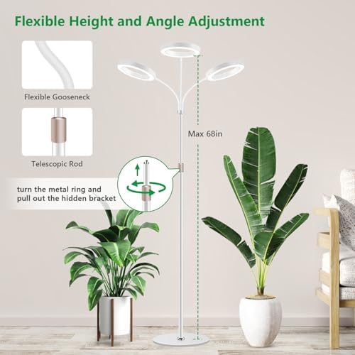 Aumtrly 3 Head Grow Light Full Spectrum LED for Tall Indoor Plants Growing - Image 4