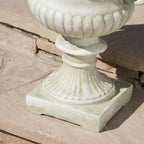 White Outdoor Urn Planter, Antique Elegant Style, Magnesium Oxide Large Urn Planter Outdoor with Drainage Hole for Garden, Patio & Entryway, 24" H - Image 4