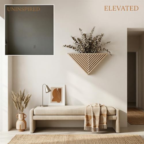 Triangle Wall Planter for Dry Plants, Hollow Out Geometric Wooden Wall Decor, Natural Wood Creative Home Decor Display Shelf for Flower Arrangements, Living Room, Entryway, Balcony - Image 6