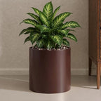 10 Inch Coffee Metal Plant Pot with Drainage Hole, Indoor Outdoor by HomecourtyardsInterio
