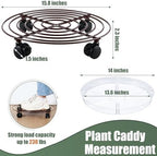6 Packs 15.8 Inches Metal Plant Caddy with Wheels Extra-large Rolling Plant Stands Heavy-duty Wrought Iron Plant Roller Base Pot Movers Indoor Outdoor Plant Dolly Trolley Planter Tray Coaster - Image 3
