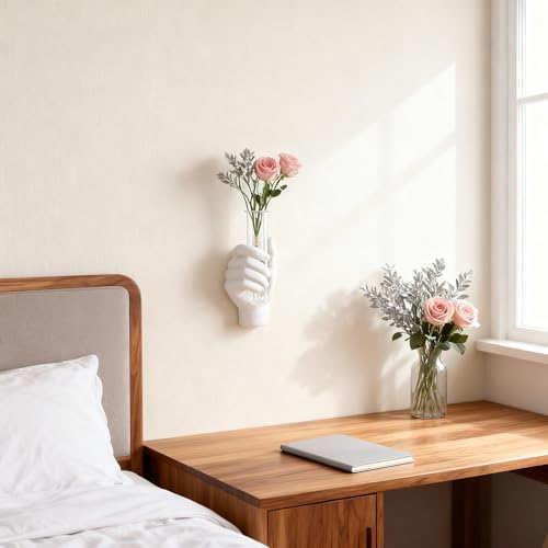 White Hand-Shaped Wall-Mounted Vase, Modern Creative Art Vase, Unique Wall Decoration, Fashionable Home Decor, Suitable for Living Rooms, Bathrooms, Patios, Foyers, and Office Decor. - Image 5