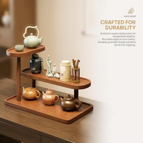 Brown Pine Wood Perfume Organizer, Perfume Display Vanity Storage Stand - Image 5