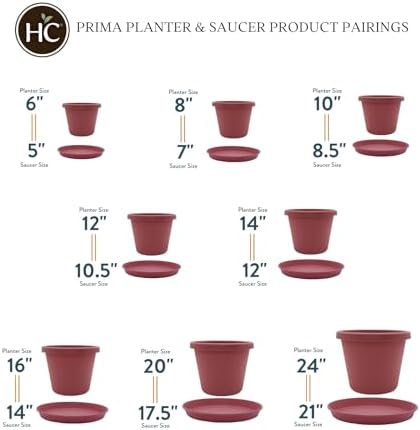 The HC Companies 20 Inch Round Prima Planter - Large Plastic Plant Pot with Rolled Rim for Indoor Outdoor Plants Flowers Herbs, Clay - Image 6
