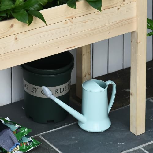Outsunny Raised Garden Bed with Legs, Bed Liner 34" x 18" x 30", Natural - Image 6