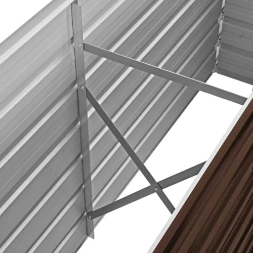 vidaXL Garden Raised Bed Brown 63"x15.7"x30.3" Galvanized Steel - Image 5