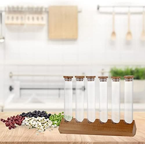 Cereals Canister Test Tubes with Sealed Wooden Caps Plant Propagation Glass Containers for Coffee and Tea Display and Scientific Experiments (6 Tubes) - Image 7