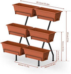 Vertical Garden Planter 3 Tier Vertical Raised Garden Bed Standing Garden Planters with 6 Container Boxes Elevated Garden Planters Indoor Outdoor Herb Planter for Flowers Vegetables Plants, Brick Red - Image 2