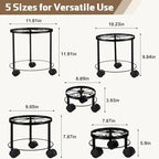 5 Pack Metal Plant Stand with Wheels for Indoor Outdoor Plants Rolling Plant Stands Flower Pot Stand on Wheels Heavy Duty Plants Pot Risers Decoration for Planter Supports Home(5 Sizes ) - Image 2