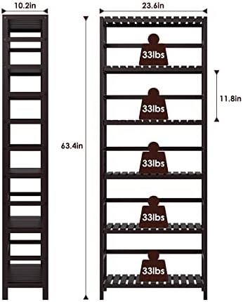Bamjoy Bamboo Shelf, 6 Tier Bookcase Storage Shelves, Tall Book Rack Shelving Unit, Multipurpose Storage Display Shelf Adjustable Storage Rack for Bathroom Home Office Living Room Kitchen, Dark Brown - Image 3