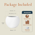 KUTE NEST 16" Dia - Premium Globo Fiberstone Outdoor Planter - White - Image 2