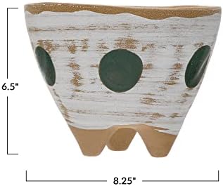 Creative Co-Op Boho Stoneware Footed Planter with Painted Geometric Design, Multicolor - Image 3