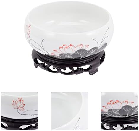 LIFKOME Large Ceramic Planter Succulent Pots with Display Base Stand Chinese Ink Painting Design Flower Vase Fishbowl Planter Round Porcelain Oriental Bonsai Pot - Image 6