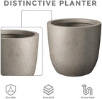 Kante Accent Round Curved Weathered Concrete Planter 16.5" Dia, Outdoor - Image 7
