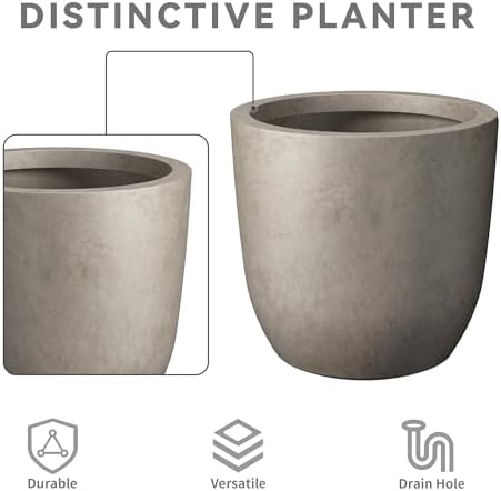 Kante Accent Round Curved Weathered Concrete Planter 16.5" Dia, Outdoor - Image 7