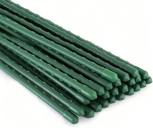 Xiny Tool Garden Stakes, 15 Pack 8 FT Steel Plant Garden Tomato Stakes with Plastic Coat for Climbing Plants (96 Inch) by XinyTool