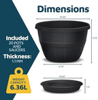 10-Inch Whiskey Barrel Planters Outdoor Pack of 20 - Durable Plastic Plant Pots for Indoor & Outdoor Use with Drainage & Saucer, Lightweight Rustic Barrel Planters for Flowers, Herbs & Small Plants - Image 2