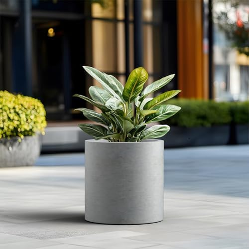 Kante Modern Home Minimalist 15.8" Tall Pale Gray Concrete Cylinder Planter - Image 4