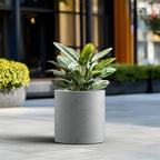 Kante Modern Home Minimalist 15.8" Tall Pale Gray Concrete Cylinder Planter - Image 4