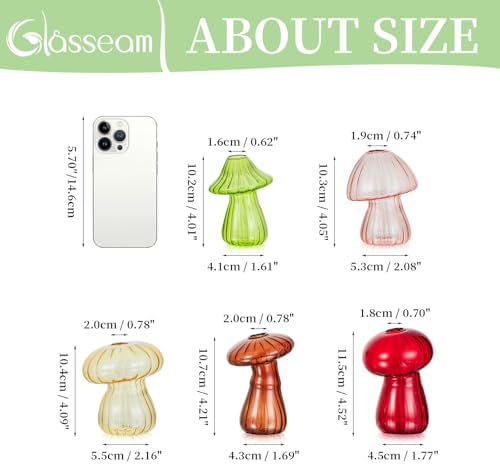 Glasseam Mushroom Plant Propagation Station, Set of 5 Glass Terrarium Jars - Image 6