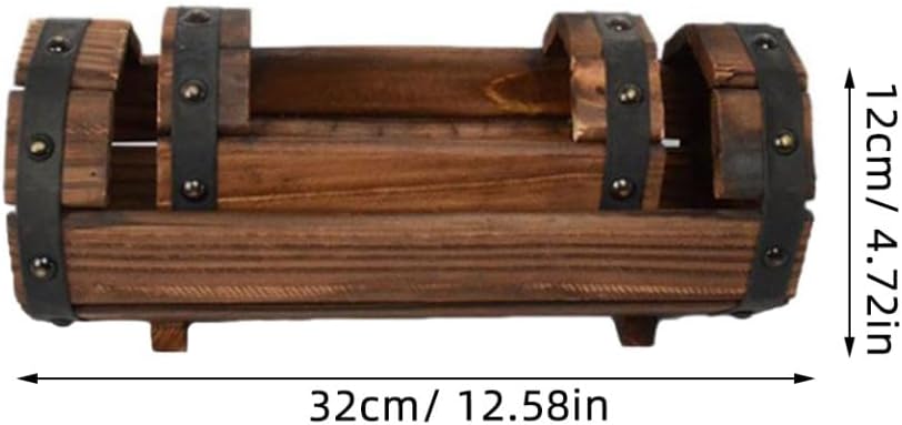 Milisten Xmas 2pcs Half Barrel Garden Planter Set Brown for Flowers - Image 2