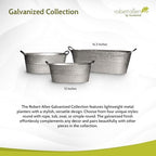 Headwind Decorative Planter - Oval Galvanized Tubs Planter with Handles – 16.5 Inch Lightweight Steel Indoor Oval Plant Pot with Drainage Holes – Large Galvanized Tub Flower Bucket – Outdoor Planter - Image 4