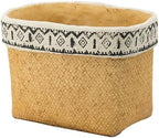Rectangular Basket Planter Set with Geometric Trim for Indoor Outdoor Decor - Image 4