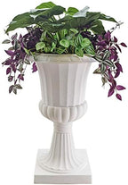 Arcadia Garden Products Plastic Garden Pedestal Urn, Set of 2 Classic Decorative Garden Pot Planter for Indoor and Outdoor Plants, 22” x 36”, White - Image 3