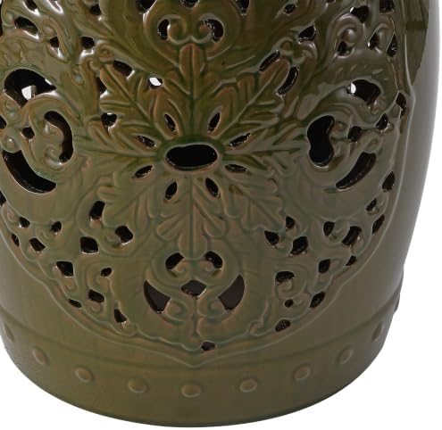 SAFAVIEH Outdoor Flora Ceramic Garden Stool, 18.5" Spring Green ACS4527E - Image 5