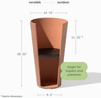 Veradek Column Series Tall Planter - Tapered Outdoor Planter with Shelf - Image 2