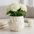 Ceramic Planter and Flower Pot for Home Decor – Elegant Plant Pot with Sculpted Floral Detail for Indoor and Outdoor Use – Adds a Romantic Touch to Garden, Patio, Living Room, or Shelf – 6" Ivory by NESSANDJORD