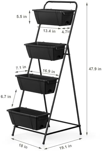 Vertical Garden Planter 4 Tier Planters for Outdoor Plants Vertical Raised Garden Bed with Drainage Holes Herb Garden Planter Outdoor Indoor Patio Yard Balcony (Black) - Image 2
