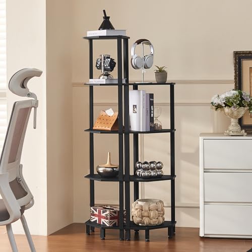 YUFAM 4-Tier Corner Shelf, Black - Image 4