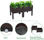 Outvita 2 Sets Raised Garden Bed with Legs, Square Elevated Planter Garden Box with Drainage Plug for Indoor Outdoor Planting Flowers Vegetables Tomato and Herbs(Brown) - Image 2