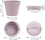 Fcacti 5.5 Inch Pink Clay Pot for Plant with Saucer - 6 Pack Large Terra Cotta Plant Pot with Drainage Hole, Flower Pot with Tray, Terracotta Pot for Indoor Outdoor Plant - Image 2